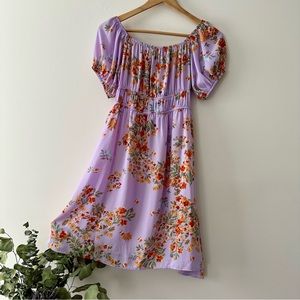 NWT AQUA Lavender Floral Mini Fit & Flare Dress Size M